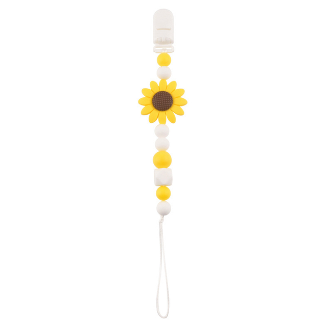 Silicone Flower Daisy Pacifier Clip Chain – Chewable Pendant, BPA Free, OEM Wholesale