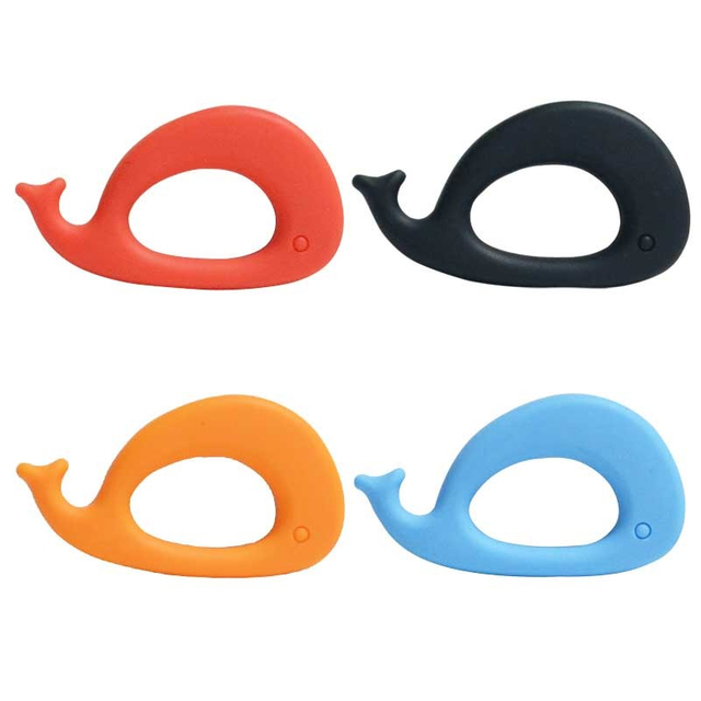 Silicone Whale Teether — 2D Flat Marine Teether with Embedded Grip Ring