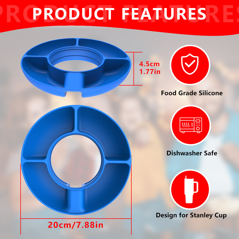 Custom Silicone Snack Tray for 40oz Handled Tumbler | Food-Grade OEM Manufacturer