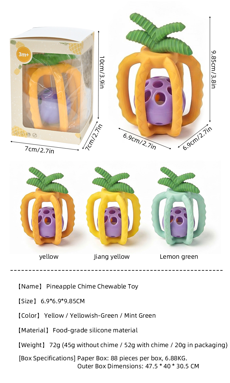  Silicone Pineapple Teething Rattle Ball OEM (1).jpg