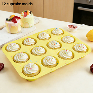 12-Cup Silicone Muffin Pan & Cupcake Baking Tray – Non-Stick BPA-Free, -60°C to 220°C, Easy Release for Oven & Microwave | OEM Custom Color & Logo