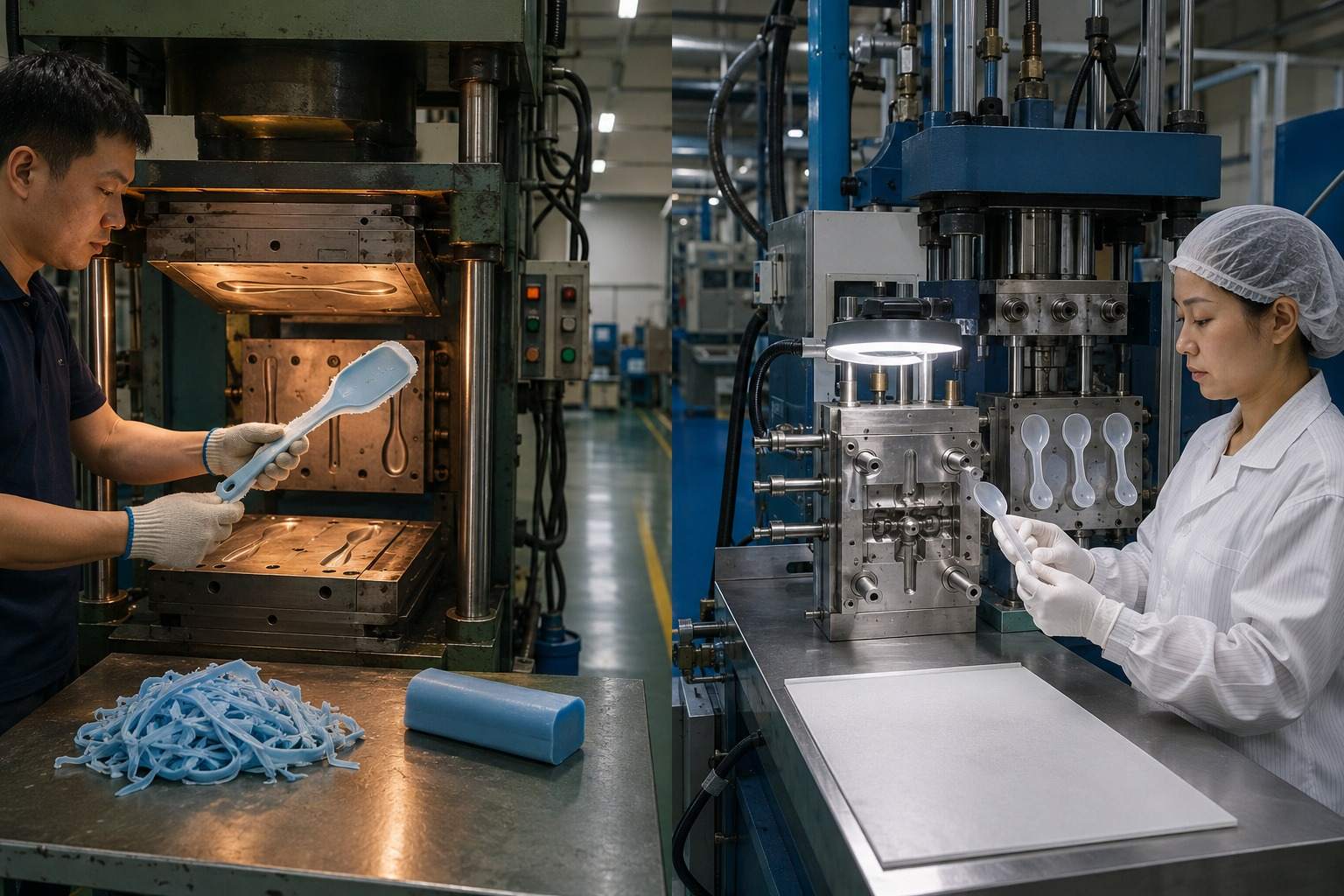 Silicone Manufacturing Process: LSR Injection vs HTV Compression Explained