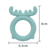 BPA Free One-Piece Elk Shape Silicone Baby Teether Ring – Multi-Point Gum Massager Wrist Teether for 3 Months+, OEM/ODM Available