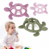 Silicone Turtle Teether — 3D Multi-Texture Baby Teething Toy with Open-Frame Grip Ring