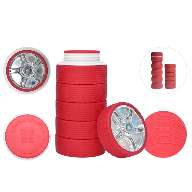 Silicone Tire Tread Water Bottle 750ml – Patented Design, Collapsible, Alloy Wheel Base Cap
