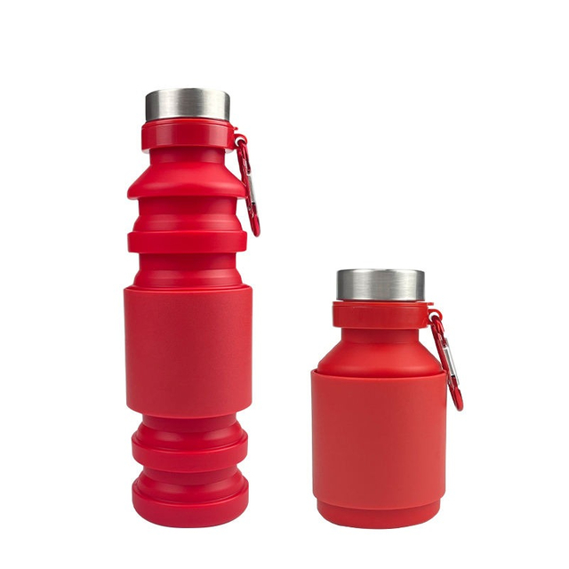 Retractable Collapsible Silicone Travel Water Bottle – 550ml BPA-Free Foldable Outdoor Sports Bottle with 304 Stainless Steel Cap | Custom Logo OEM