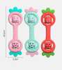 Silicone Strawberry Rattle Teether — Dual-End Bell Rattle Dumbbell Teething Toy