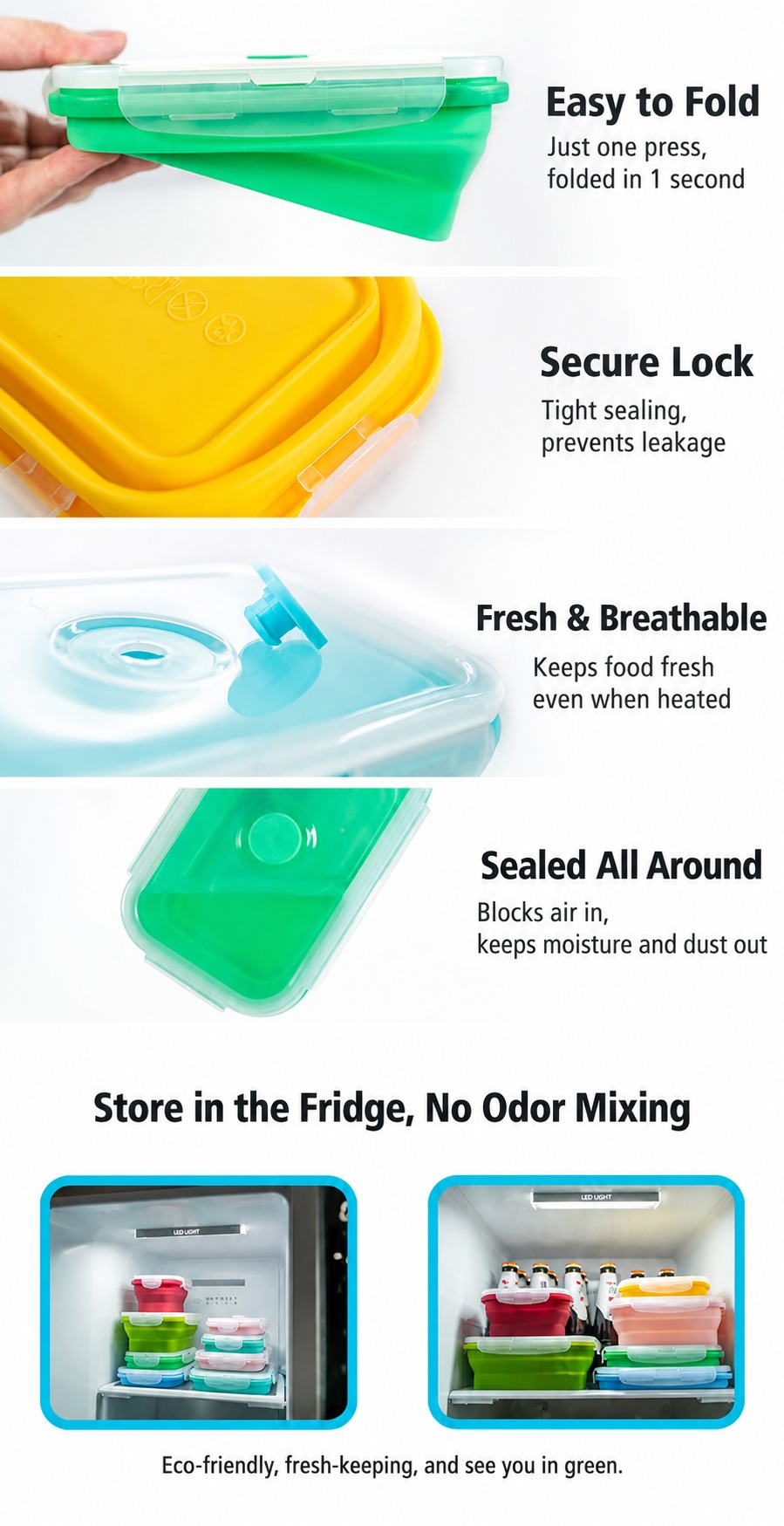 Silicone collapsible lunch box suitable for microwave use with steam vent