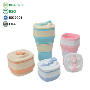 Juego de tazas de caf&eacute; plegables de silicona: padres e hijos 550 ml + 300 ml, taza de viaje plegable, sin BPA, venta al por mayor OEM