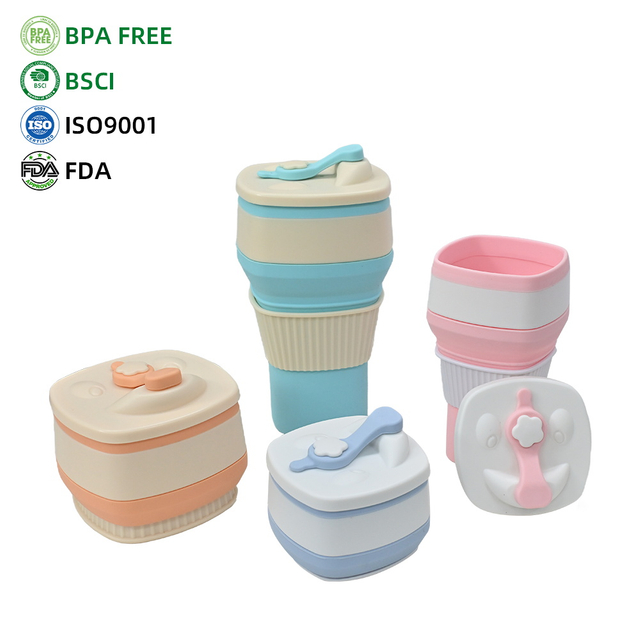 Silicone Collapsible Coffee Cup Set – Parent & Child 550ml + 300ml, Foldable Travel Mug, BPA Free , OEM Wholesale