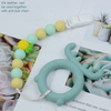 BPA Free One-Piece Elk Shape Silicone Baby Teether Ring – Multi-Point Gum Massager Wrist Teether for 3 Months+, OEM/ODM Available
