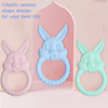 BPA Free 3D Rabbit Shape Food Grade Silicone Baby Teether – Multi-Point Gum Massager Ring for 3 Months+, Easter Gift, OEM/ODM Available