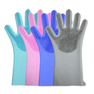 Food Grade Silicone Magic Cleaning Gloves with Brush – 2-in-1 Dishwashing Scrubber Gloves | OEM Custom