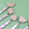 Natural Beech Wood Silicone Pacifier Clip Chain – 6 Shapes, DIY Bead Mix, BPA Free | OEM Wholesale