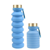 Custom 550ml Collapsible Silicone Water Bottle with Gold Cap
