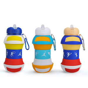 Volleyball Shape Collapsible Silicone Water Bottle – 550ml FDA & LFGB BPA-Free Foldable Sports Bottle for Kids & Teams | Custom Logo OEM
