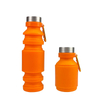 Retractable Collapsible Silicone Travel Water Bottle – 550ml BPA-Free Foldable Outdoor Sports Bottle with 304 Stainless Steel Cap | Custom Logo OEM