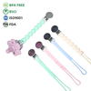 Catenella con clip per ciuccio in silicone – Stile twist/cuore/lettera, clip in metallo incorporata, senza BPA
