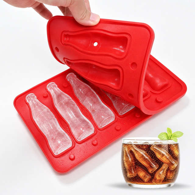 Silicone Coke Bottle Ice Mold – 5-Cavity Novelty Ice Stick Maker, Food Grade, OEM Logo Wholesale