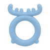 BPA Free One-Piece Elk Shape Silicone Baby Teether Ring – Multi-Point Gum Massager Wrist Teether for 3 Months+, OEM/ODM Available