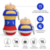 Volleyball Shape Collapsible Silicone Water Bottle – 550ml FDA & LFGB BPA-Free Foldable Sports Bottle for Kids & Teams | Custom Logo OEM