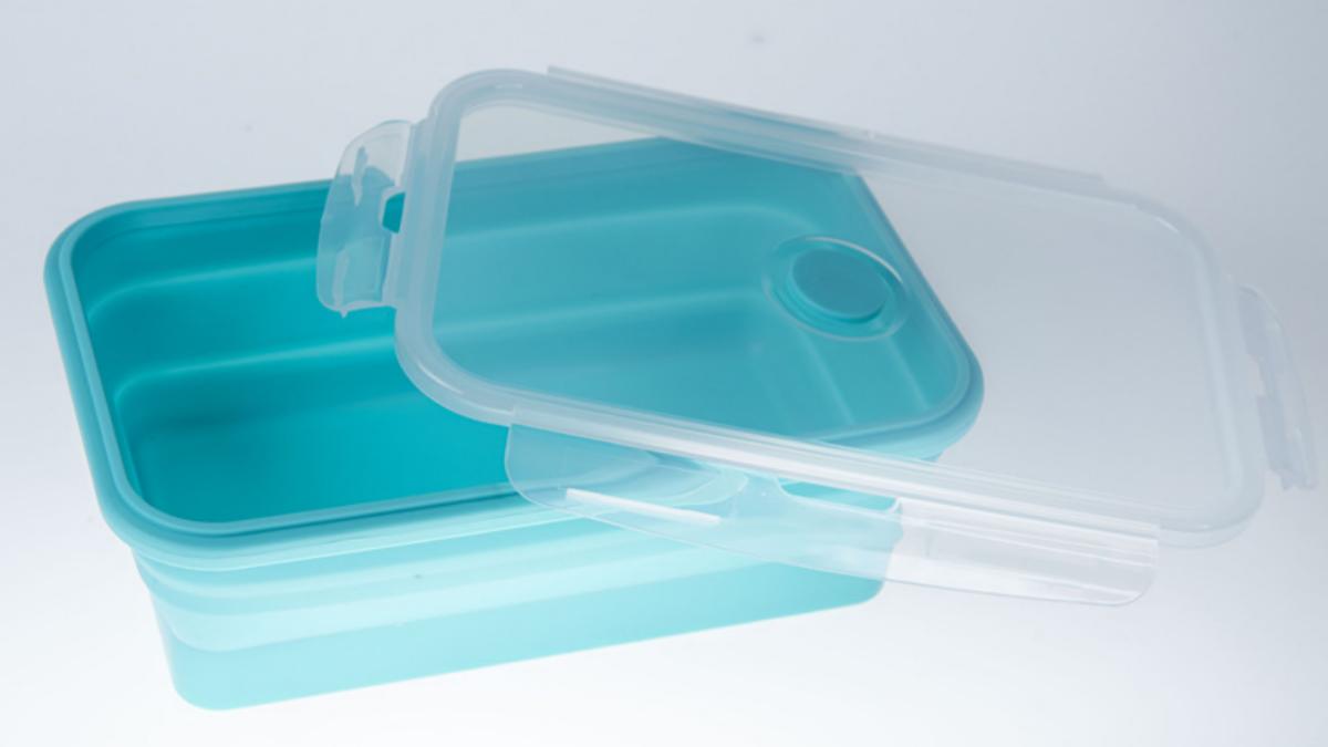 Foldable silicone lunch box with 3 cm collapsed height