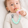 Catenella con clip per ciuccio in silicone – Stile twist/cuore/lettera, clip in metallo incorporata, senza BPA