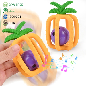 Silicone Pineapple Baby Teething Rattle Ball – 4-in-1 Chew, Rattle, Grasp & Hang Toy | OEM Wholesale