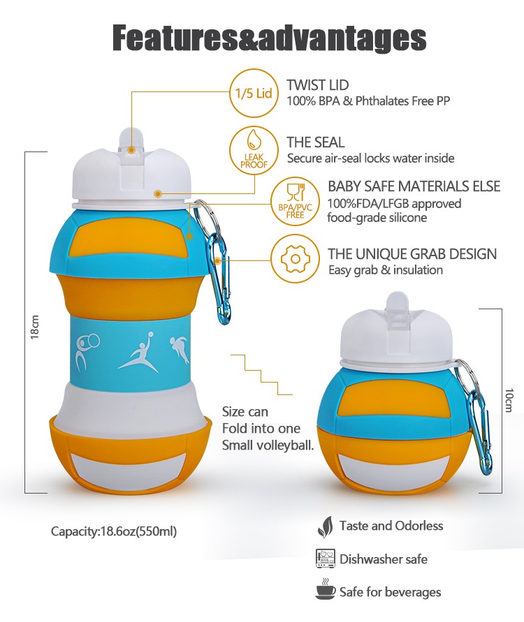 Volleyball Shape Collapsible Silicone Water Bottle (5).jpg