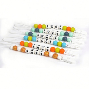 Personalized Silicone Pacifier Clip Chain – Custom Name Letter Beads, BPA Free | OEM Wholesale