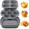 Silicone Air Fryer Accessories Set 3-in-1 – Collapsible Liner, 7-Cup Muffin Pan & 4-Cup Egg Bite Mold with Steel Frame