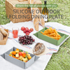 Collapsible Silicone Plate with Magnetic Corners – Portable Food Tray for Outdoor Picnic, BBQ & Travel | OEM Custom