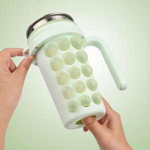 2-in-1 Ice Ball Maker Tumbler 600ml – Silicone Bubble Ice Mold Cup with Straw, Handle & Stainless Steel Inner Pot | OEM Custom Logo