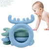 BPA Free One-Piece Elk Shape Silicone Baby Teether Ring – Multi-Point Gum Massager Wrist Teether for 3 Months+, OEM/ODM Available
