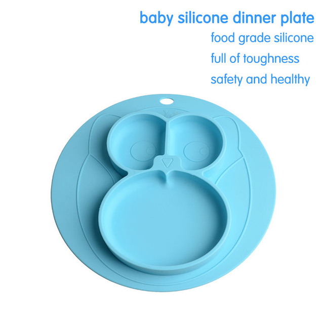 One-Piece Owl Silicone Baby Divided Suction Plate Placemat – 3-Section, FDA Certified | OEM Wholesale