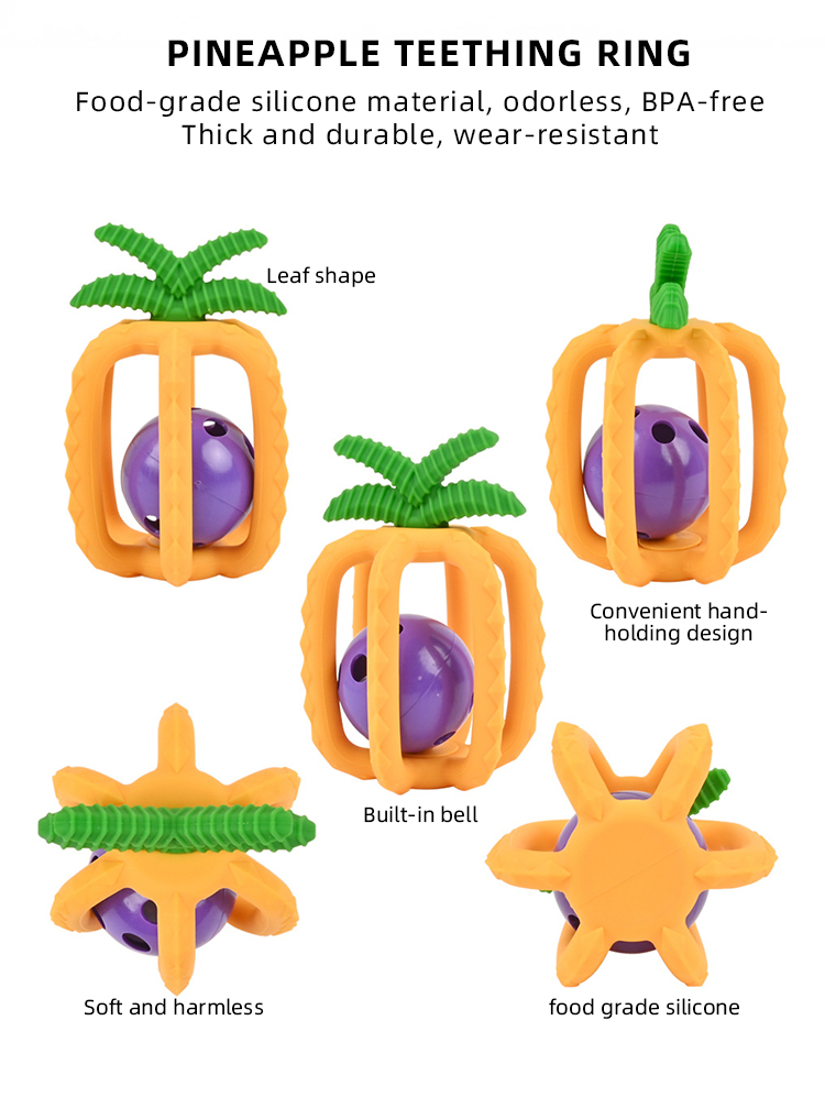  Silicone Pineapple Teething Rattle Ball OEM (5).jpg