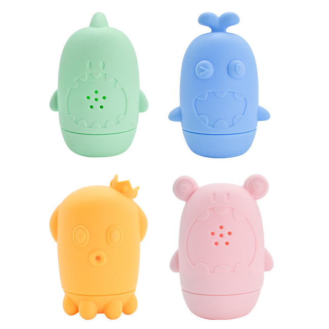 Food Grade Silicone Baby Bath Squeeze Water Spray Toys – 4-Piece Ocean Set, Mold-Free Design | OEM Wholesale