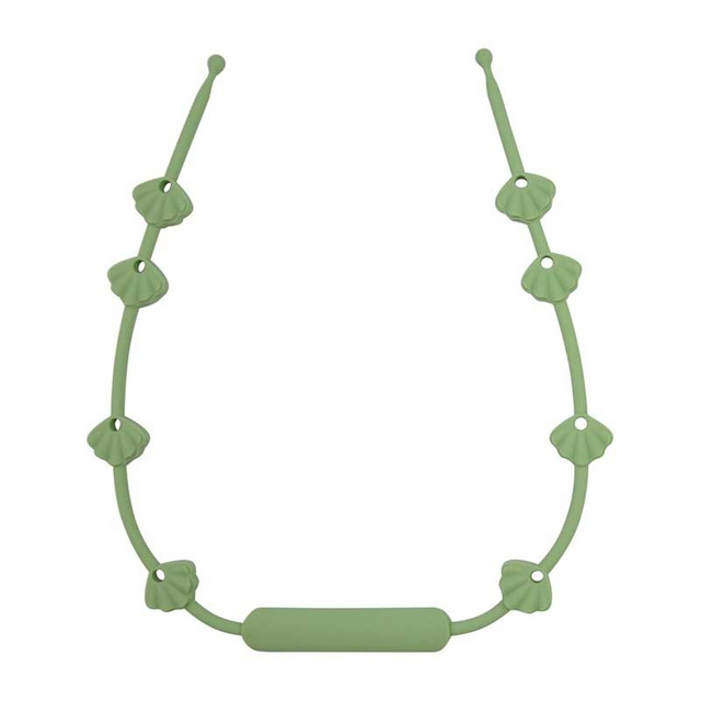 Shell Shape Silicone Toy Straps — 10-Shell Continuous Pattern, 0.6 cm Slim Cord, Continuous-Slide Double Buckle | Beige & Custom Colors, EN 12586 Declared, FDA & EN 71-3 Certified OEM Manufacturer