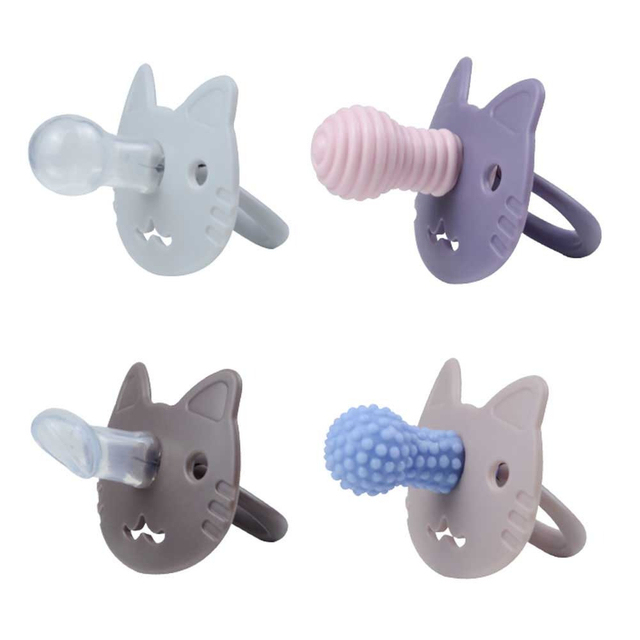 Custom Cat-Shaped Silicone Pacifier — Day & Night Dual-Head Design for Newborns 0-6m | EN 1400 & CPC Certified OEM